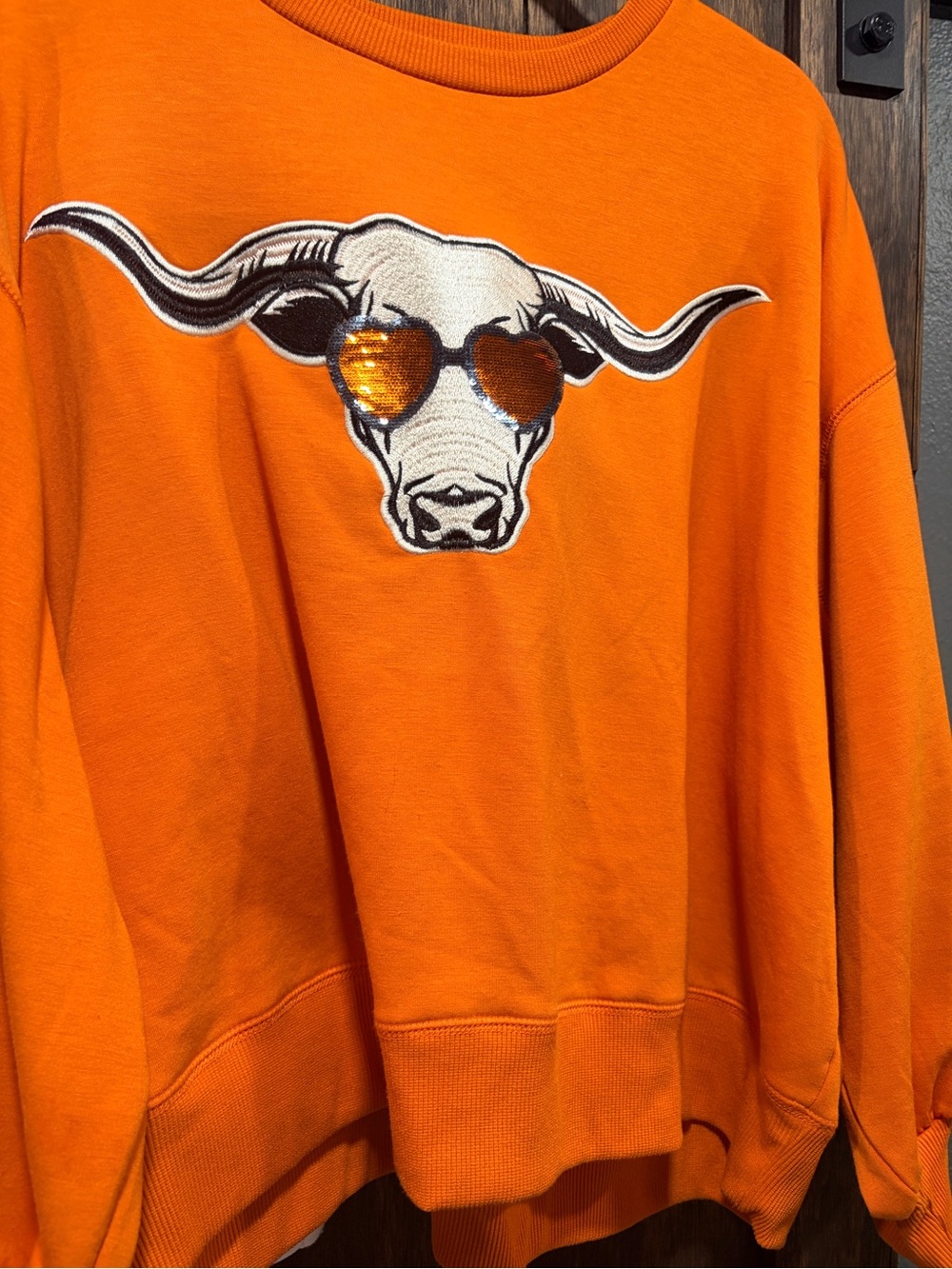 Orange Longhorn Graphic Sweatshirt - Unbranded